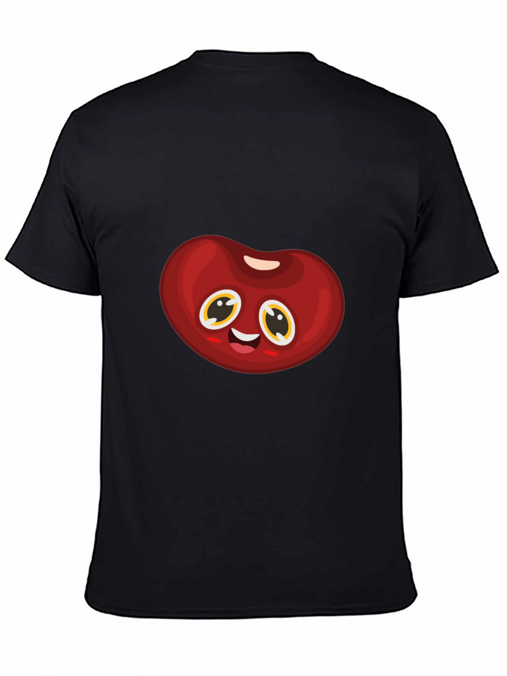 Cute Animated Bean Graphic Black T-Shirt