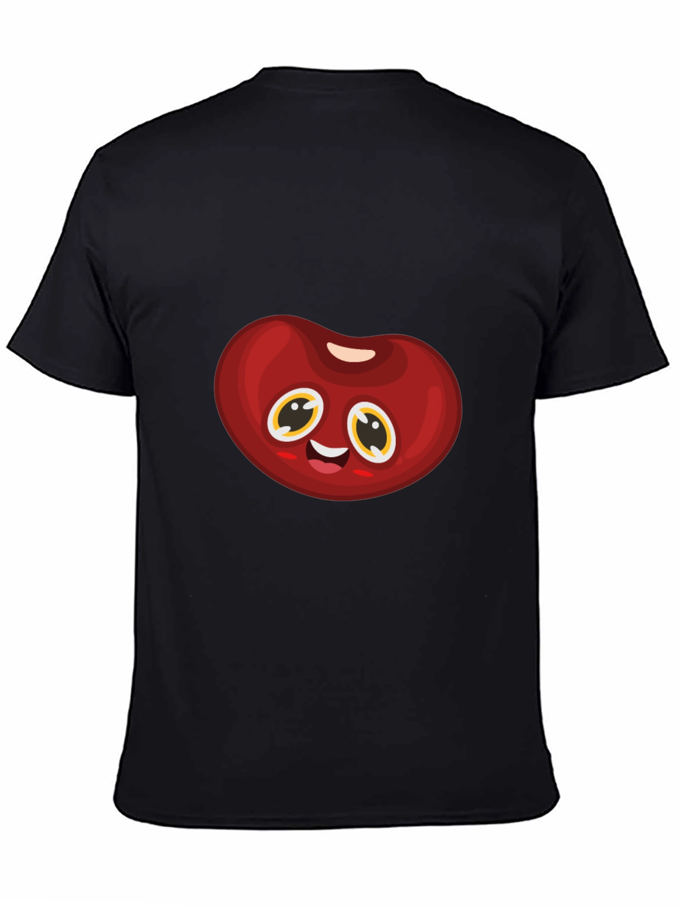 Cute Animated Bean Graphic Black T-Shirt