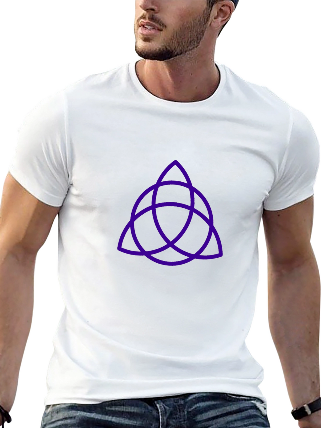 Black T-Shirt with Purple Trinity Knot Design