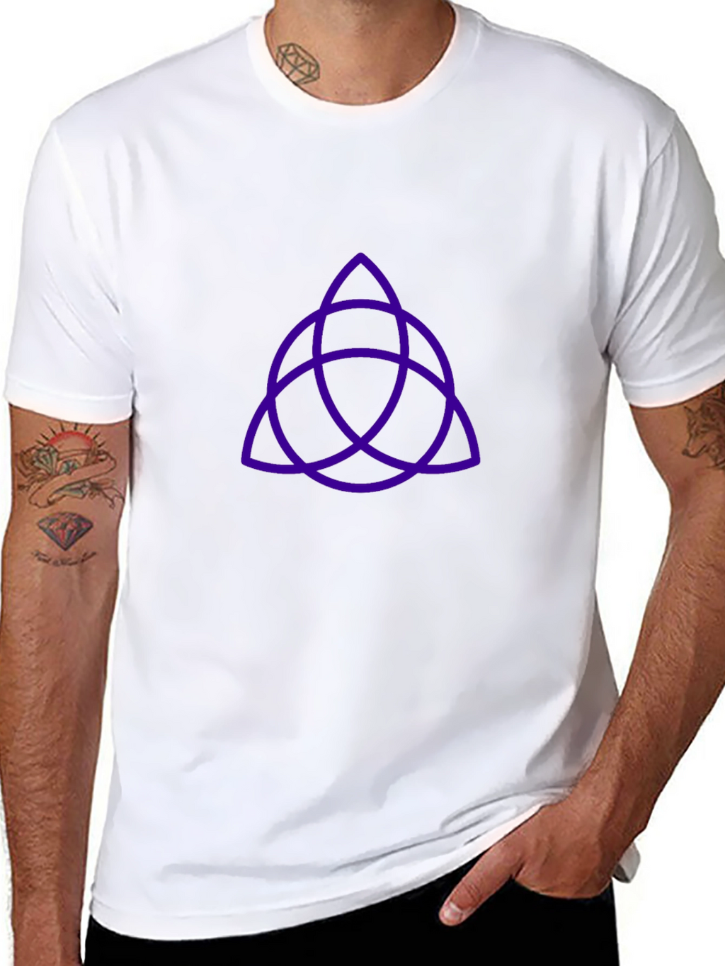 Black T-Shirt with Purple Trinity Knot Design