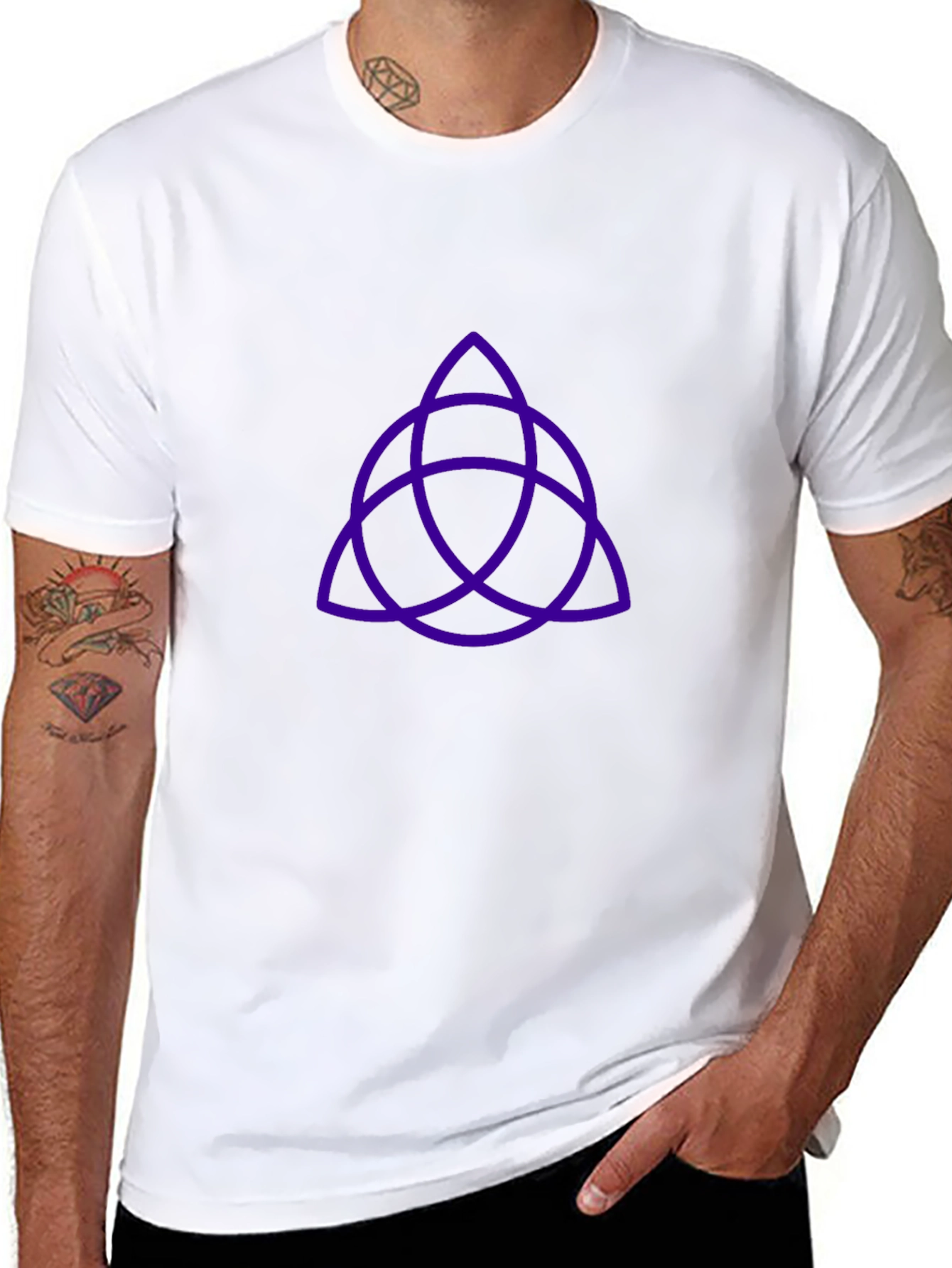 Black T-Shirt with Purple Trinity Knot Design