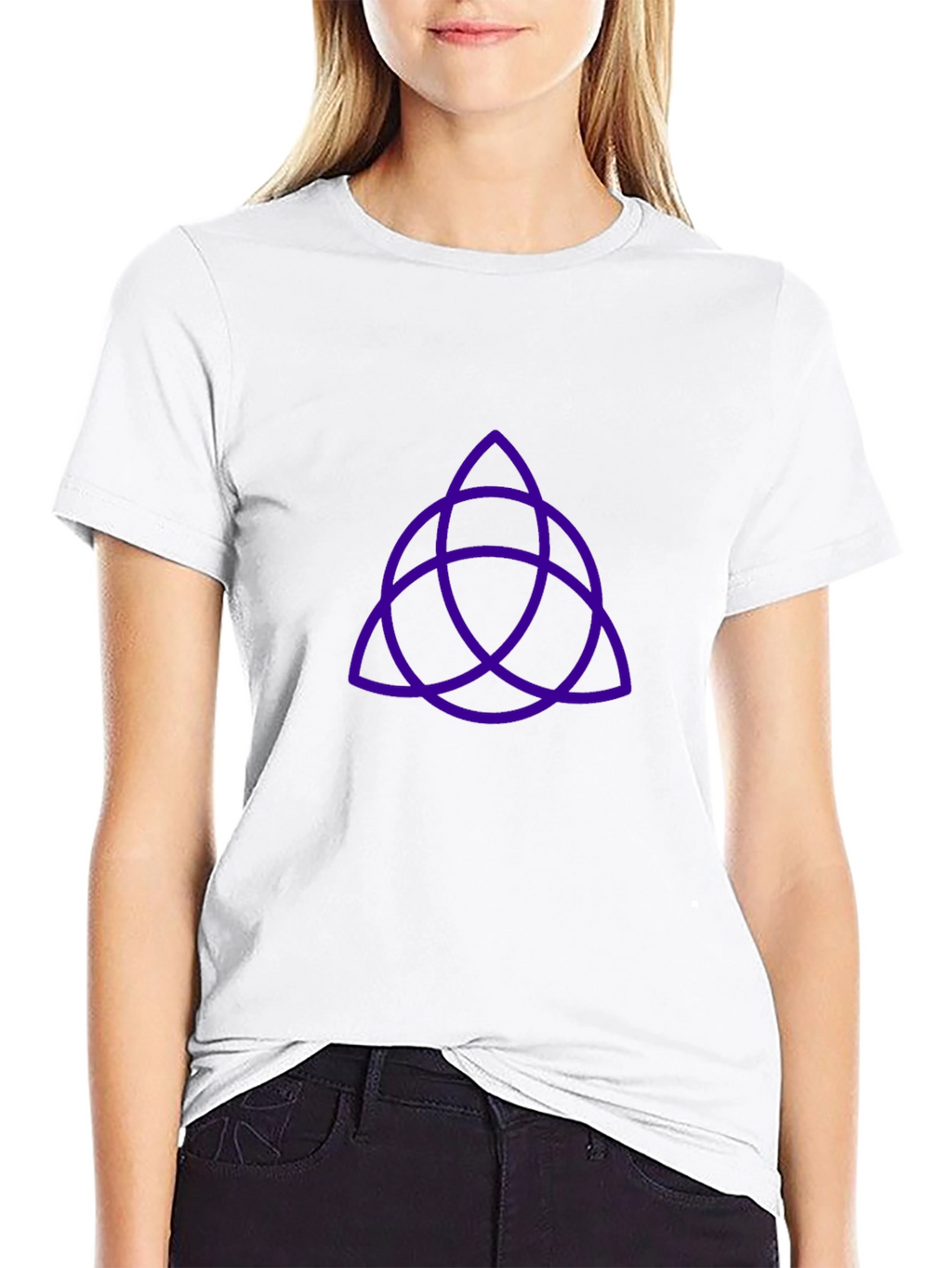 Black T-Shirt with Purple Trinity Knot Design