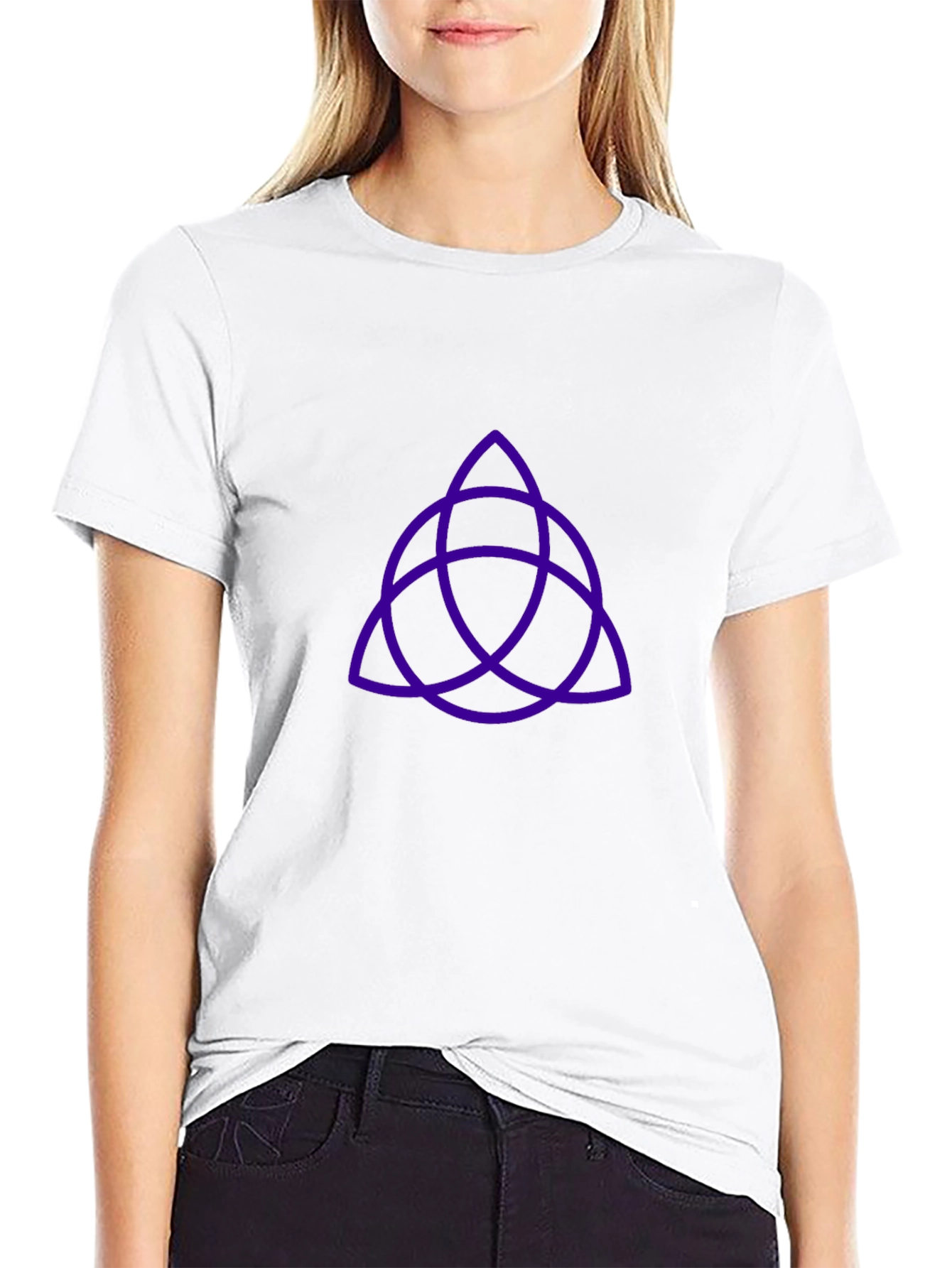 Black T-Shirt with Purple Trinity Knot Design
