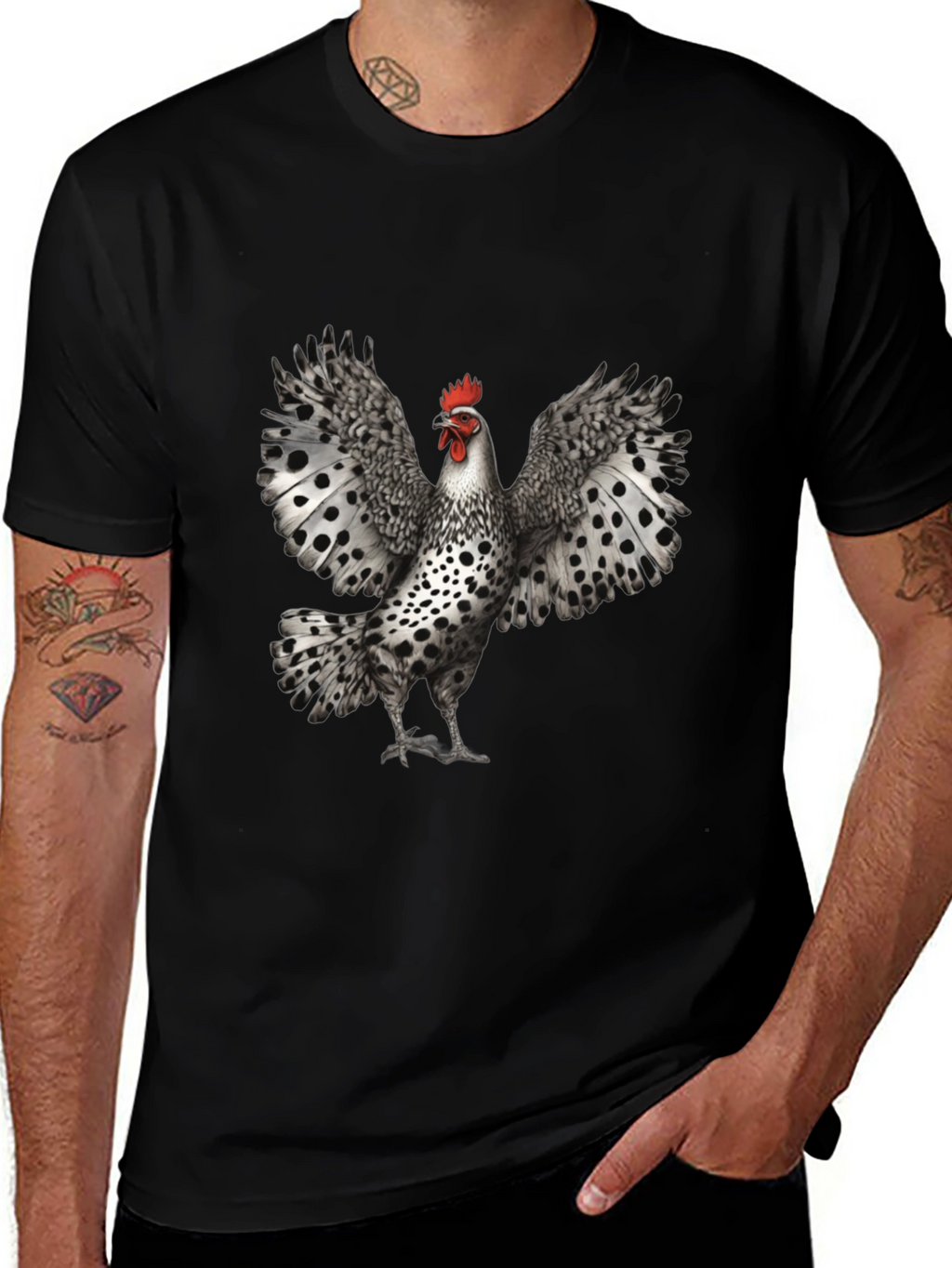 Black Chicken T-Shirt - Spotted Wings Graphic Tee