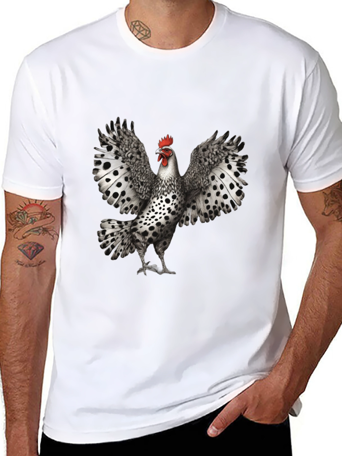 Black Chicken T-Shirt - Spotted Wings Graphic Tee