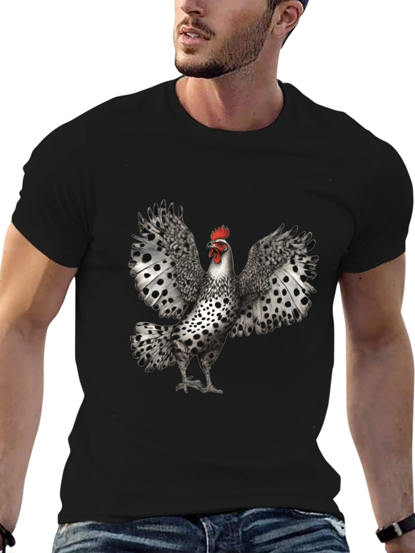 Black Chicken T-Shirt - Spotted Wings Graphic Tee