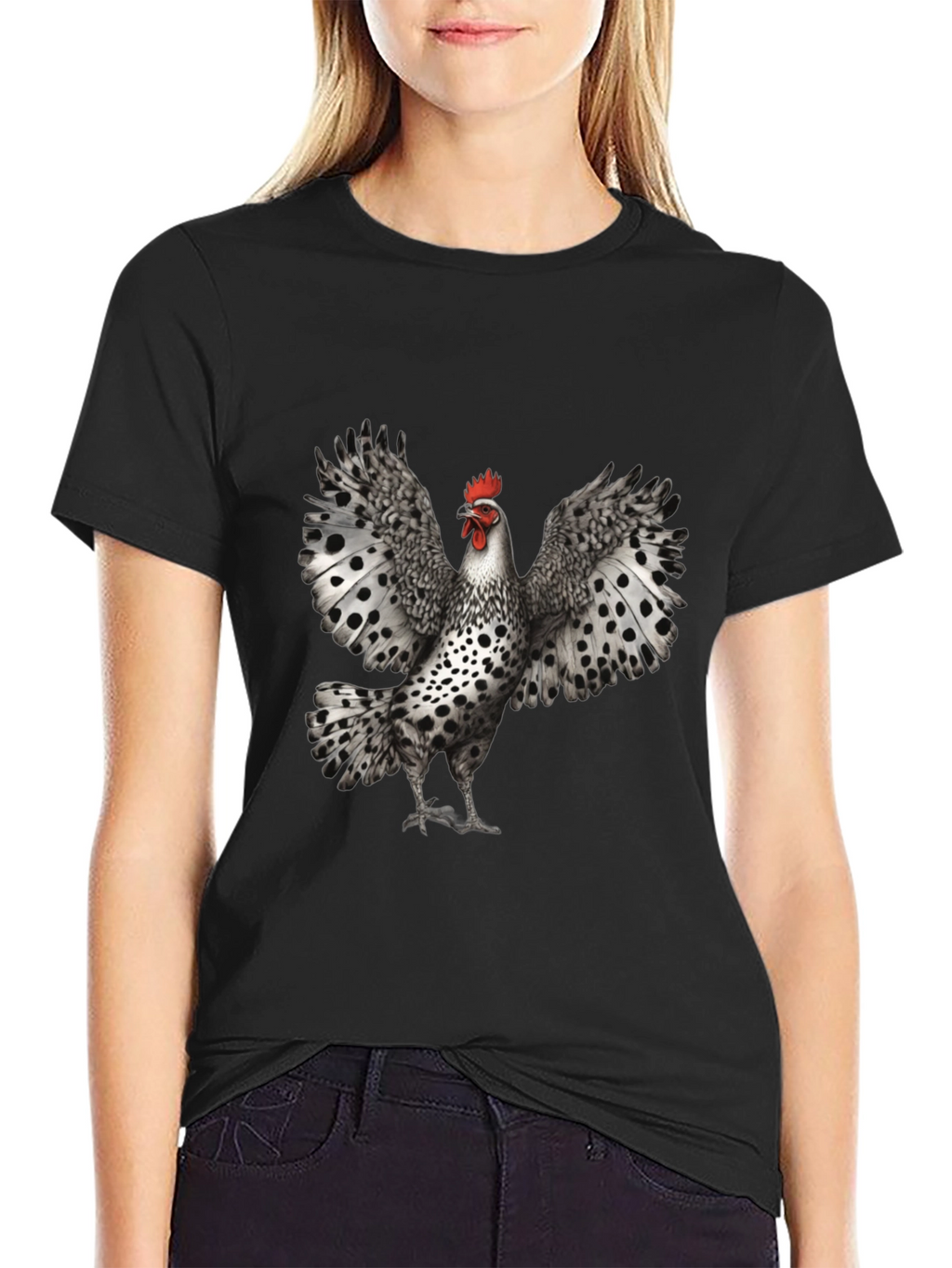 Black Chicken T-Shirt - Spotted Wings Graphic Tee
