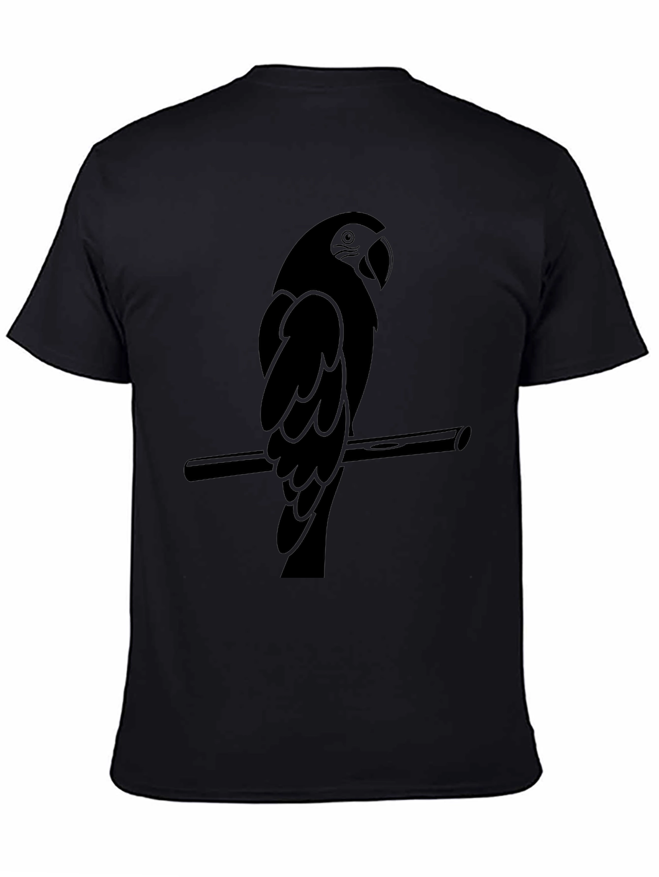 Mens Black Parrot Graphic Tee