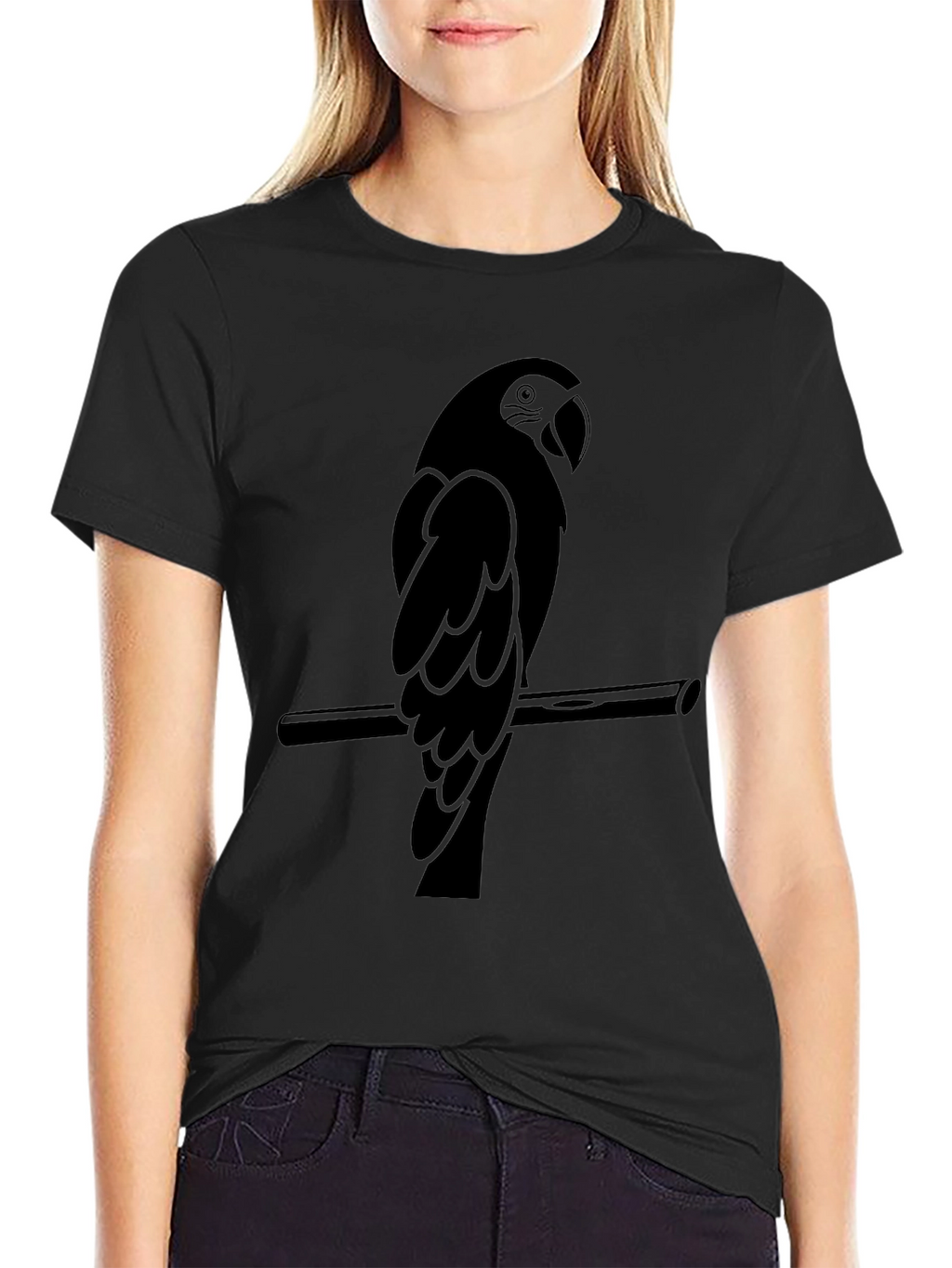 Mens Black Parrot Graphic Tee