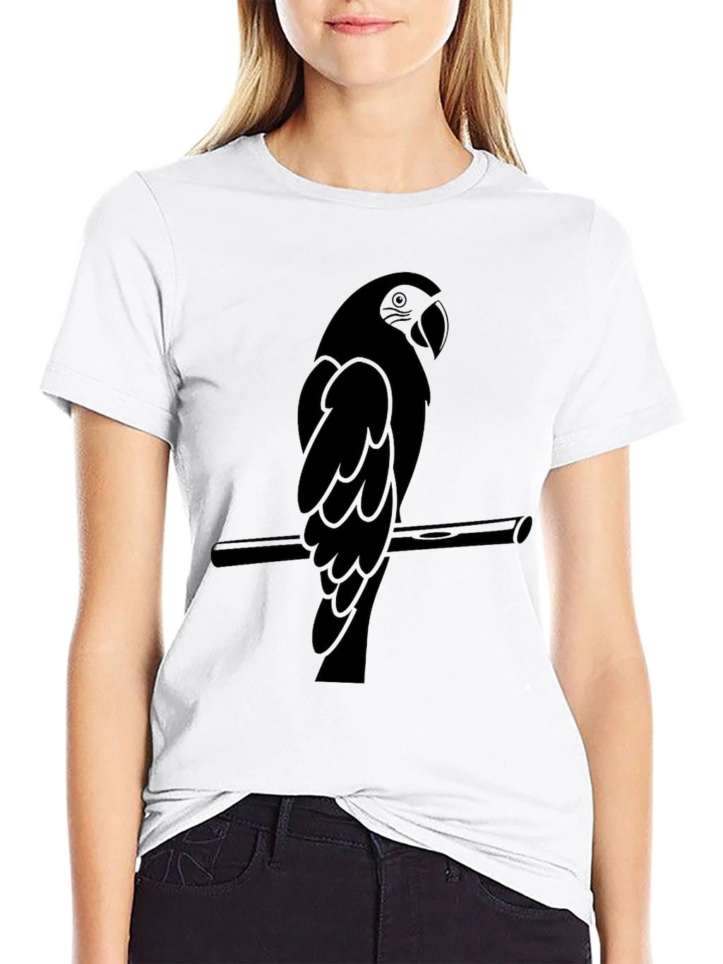 Mens Black Parrot Graphic Tee
