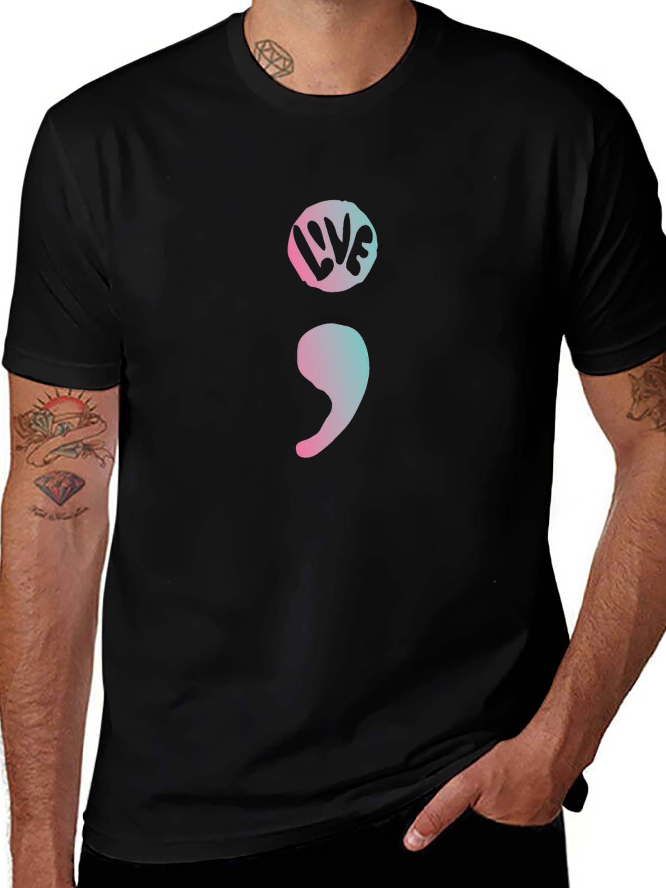 Semicolon Live Graphic Tee - Mental Health Awareness