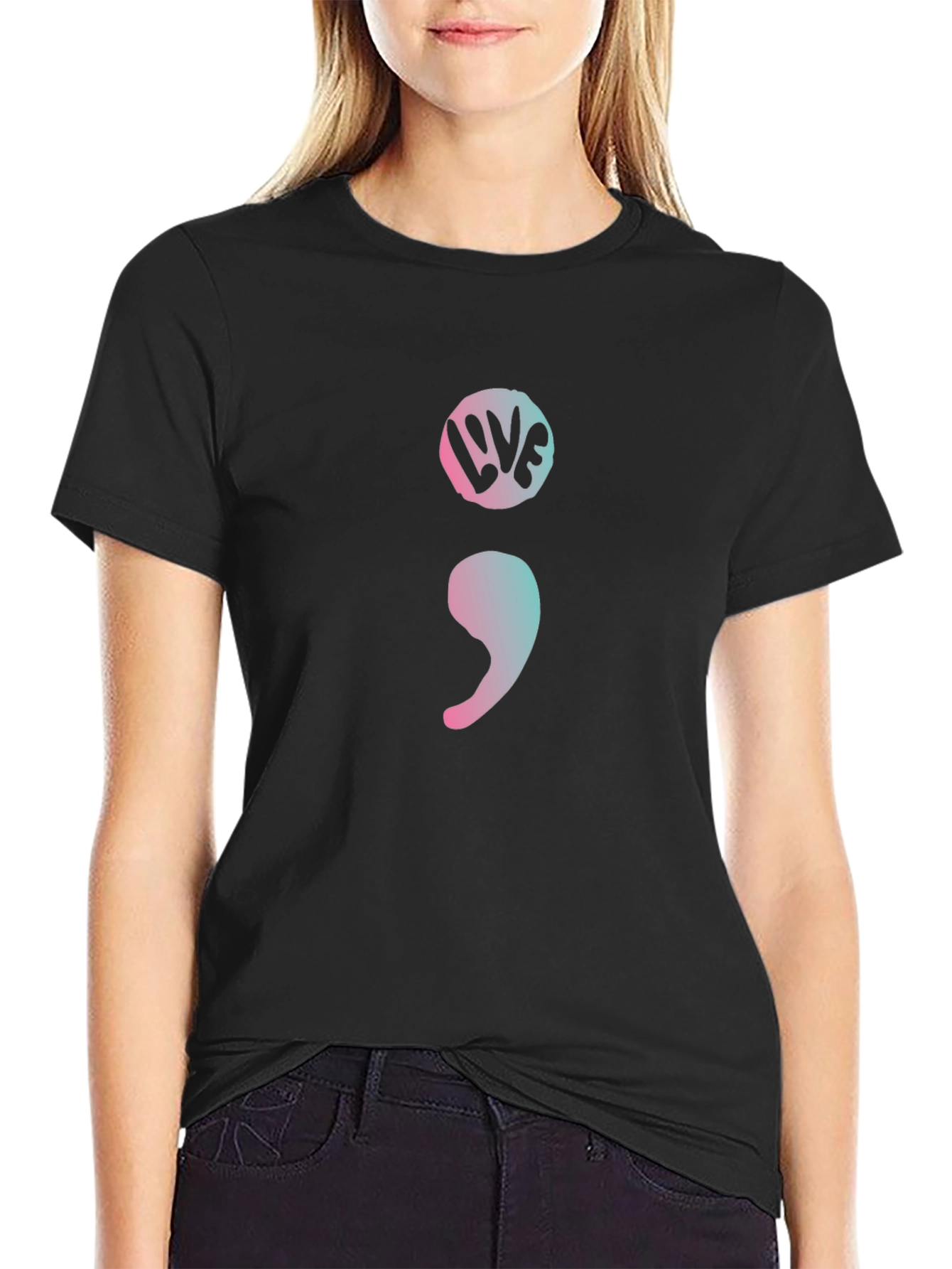 Semicolon Live Graphic Tee - Mental Health Awareness