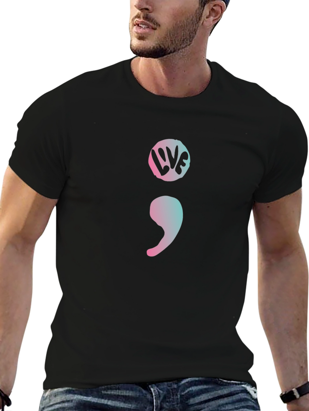 Semicolon Live Graphic Tee - Mental Health Awareness