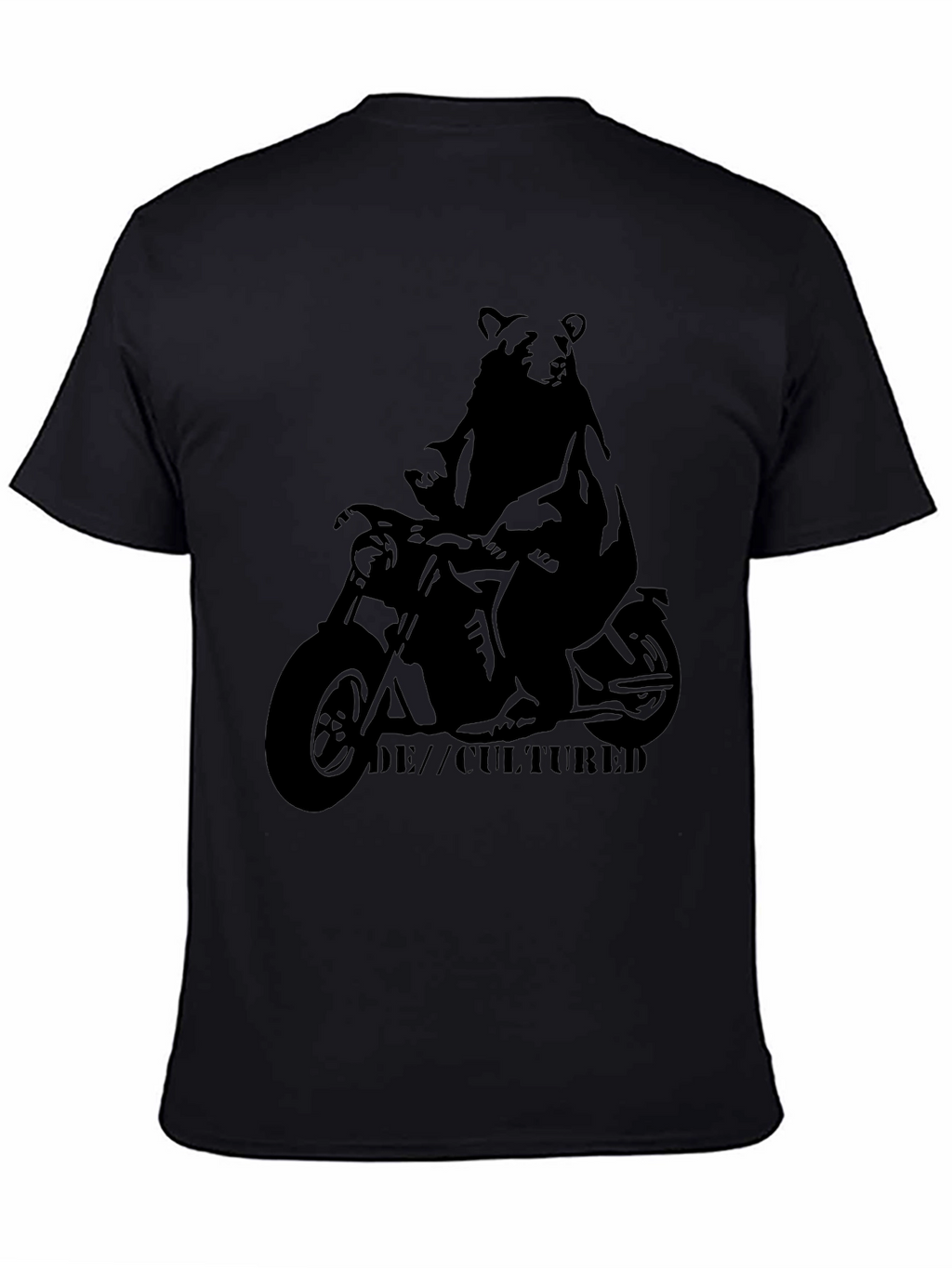 Bear on Motorcycle Graphic T-Shirt - Black