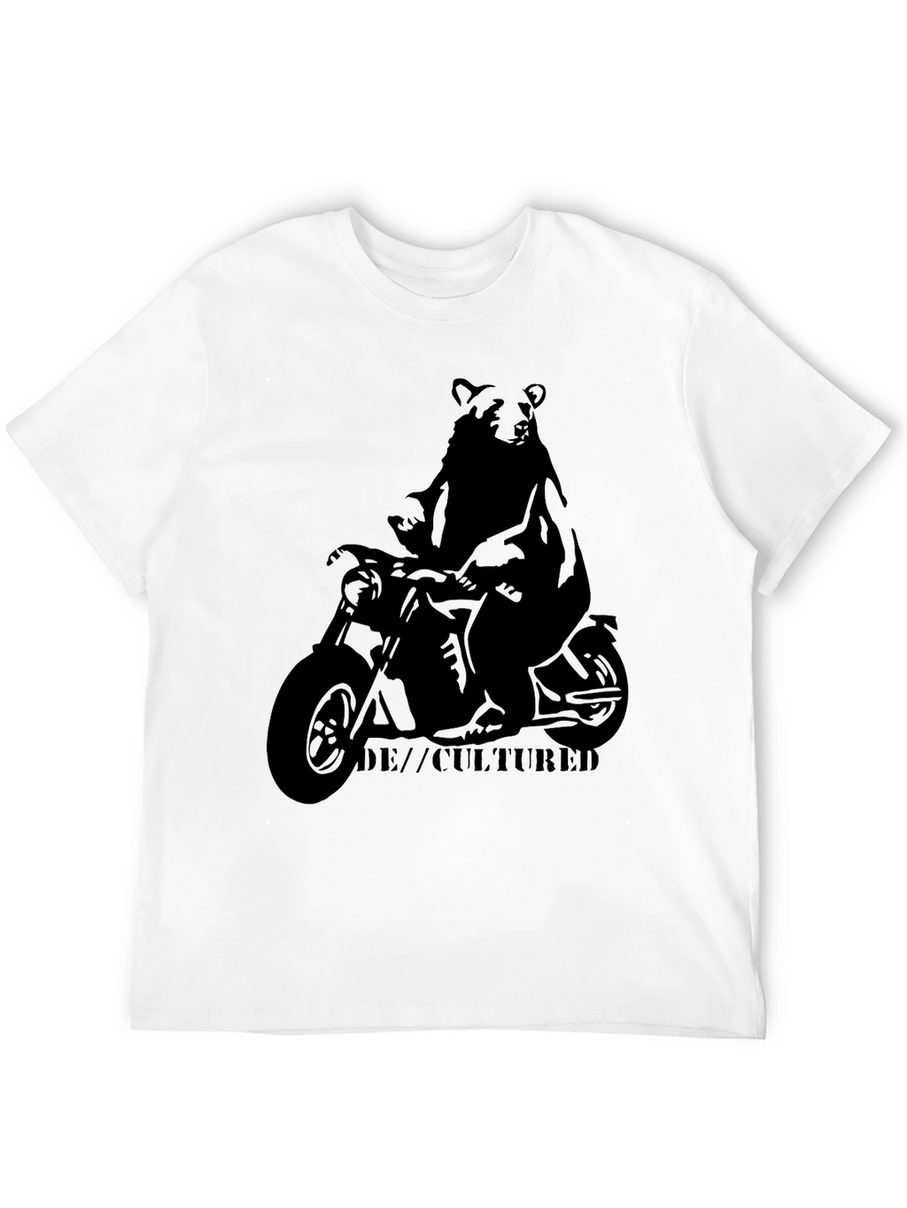 Bear on Motorcycle Graphic T-Shirt - Black