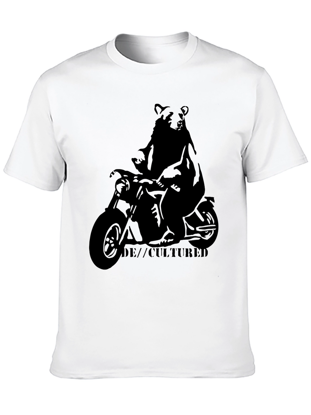 Bear on Motorcycle Graphic T-Shirt - Black