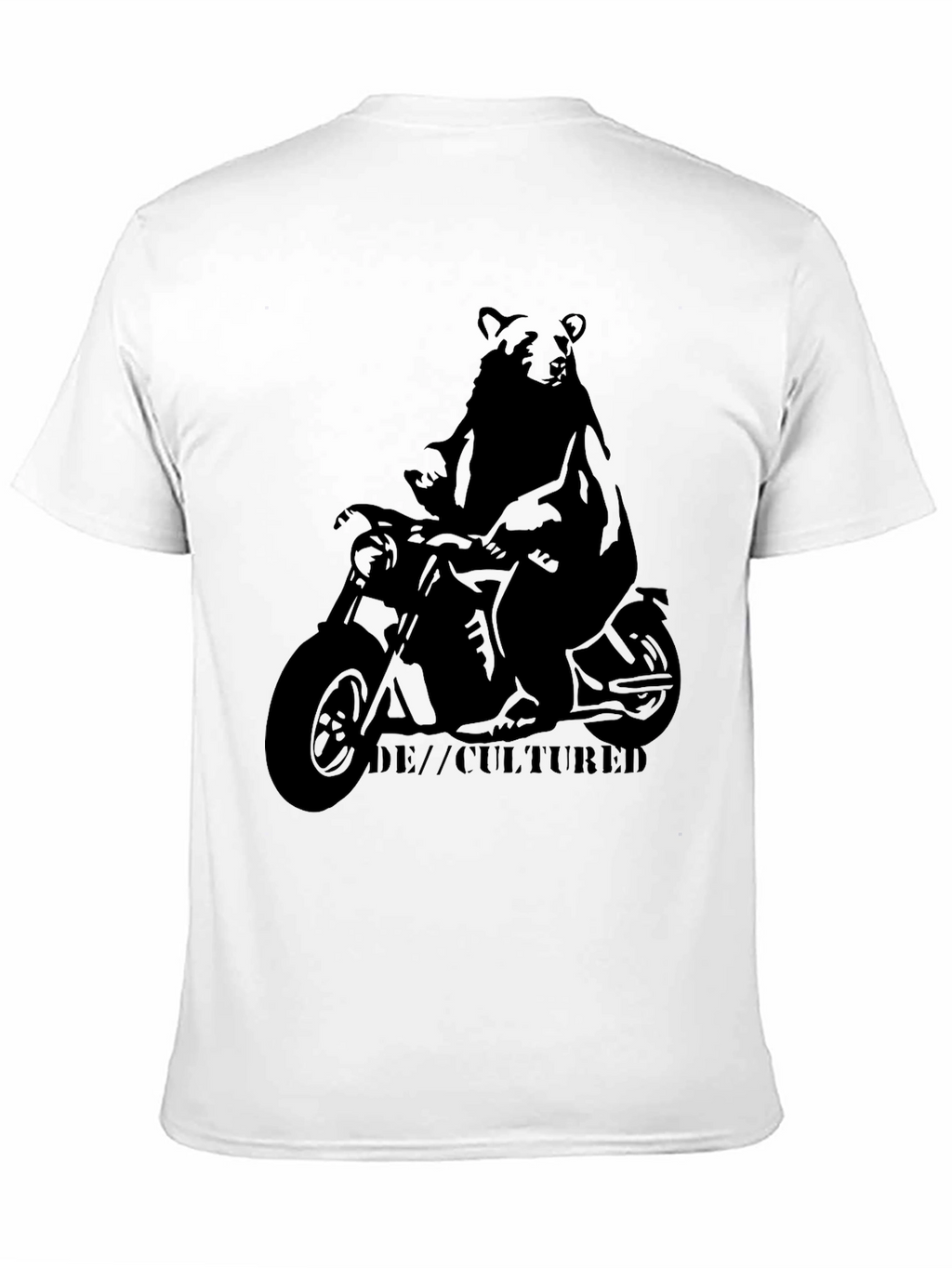 Bear on Motorcycle Graphic T-Shirt - Black