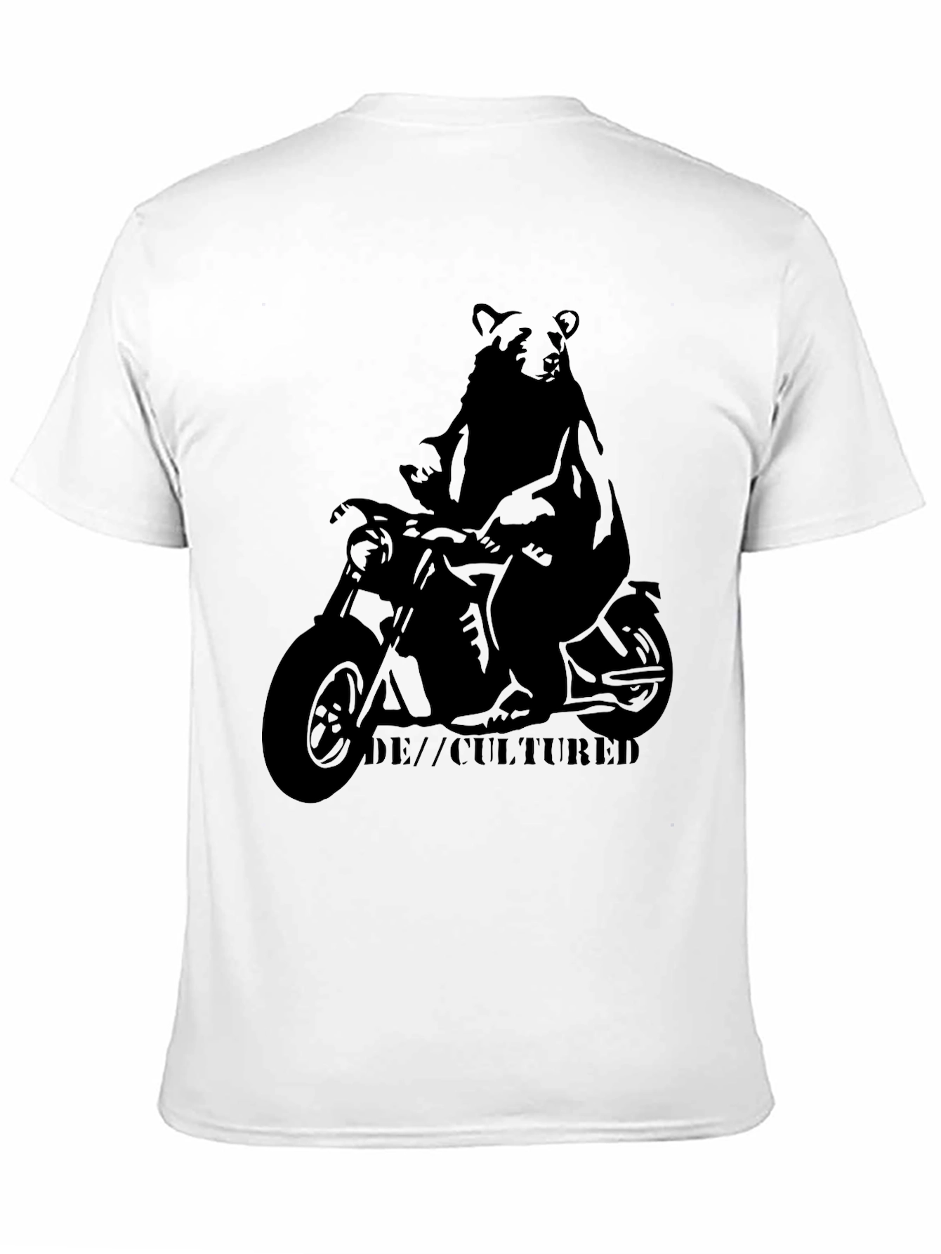 Bear on Motorcycle Graphic T-Shirt - Black