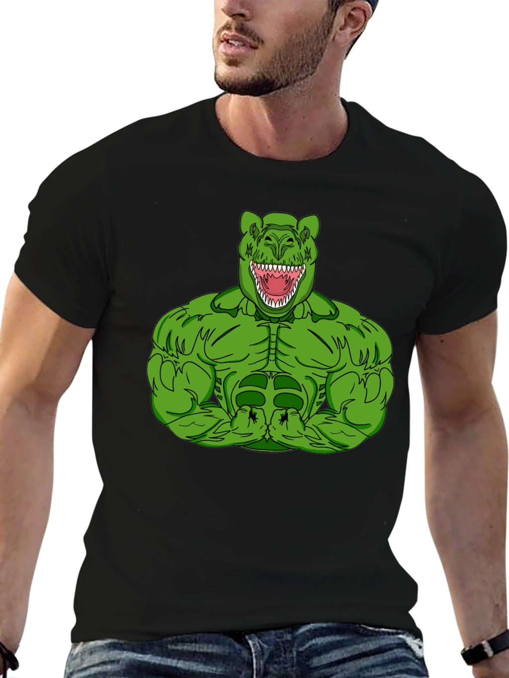 Dino Muscle T-Shirt - Black Graphic Tee