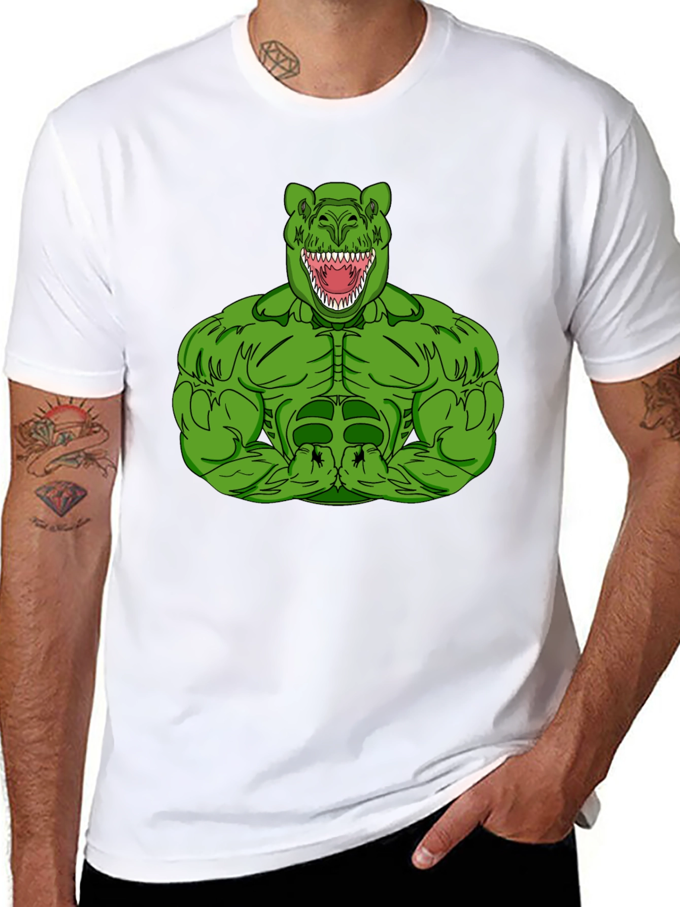Dino Muscle T-Shirt - Black Graphic Tee