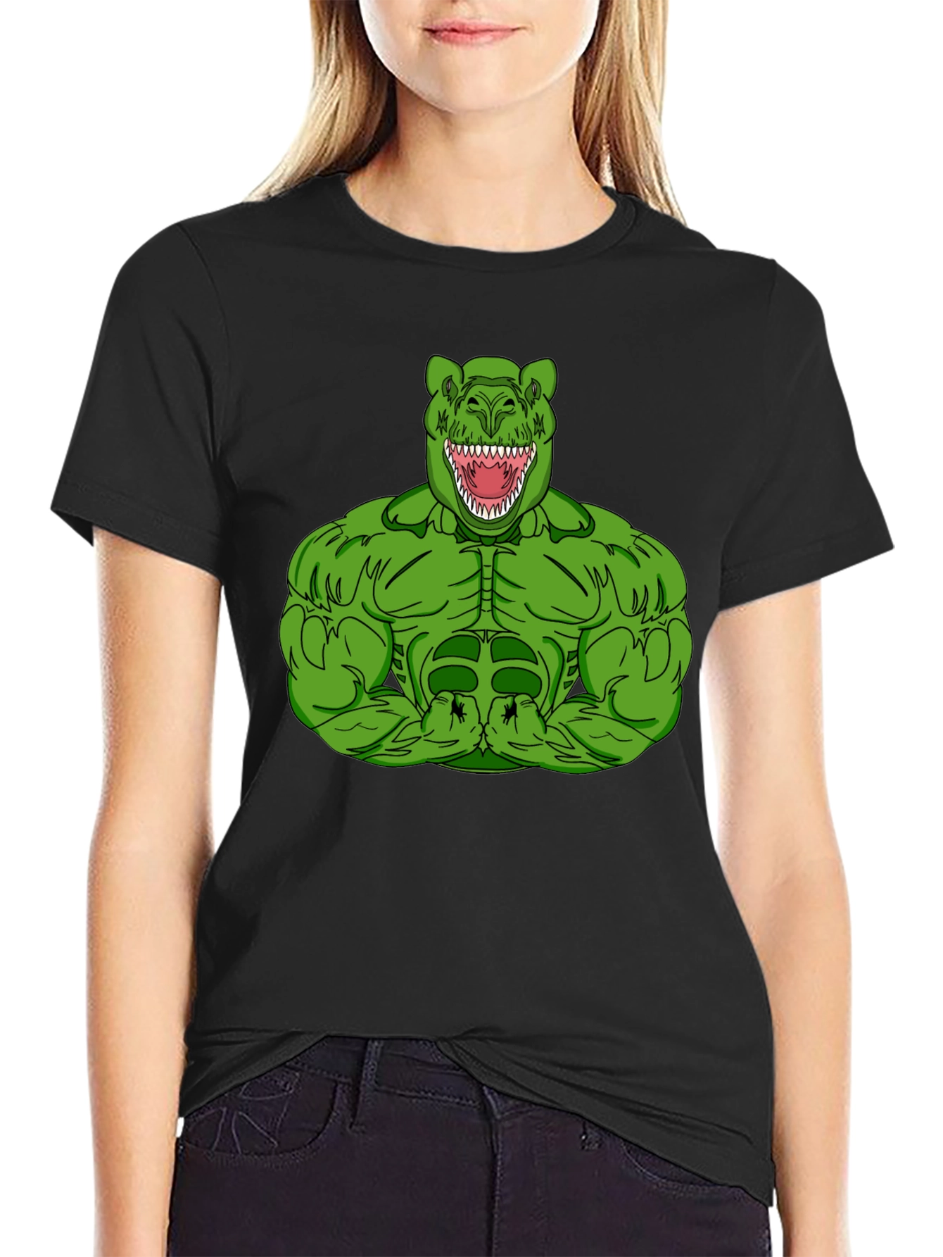 Dino Muscle T-Shirt - Black Graphic Tee