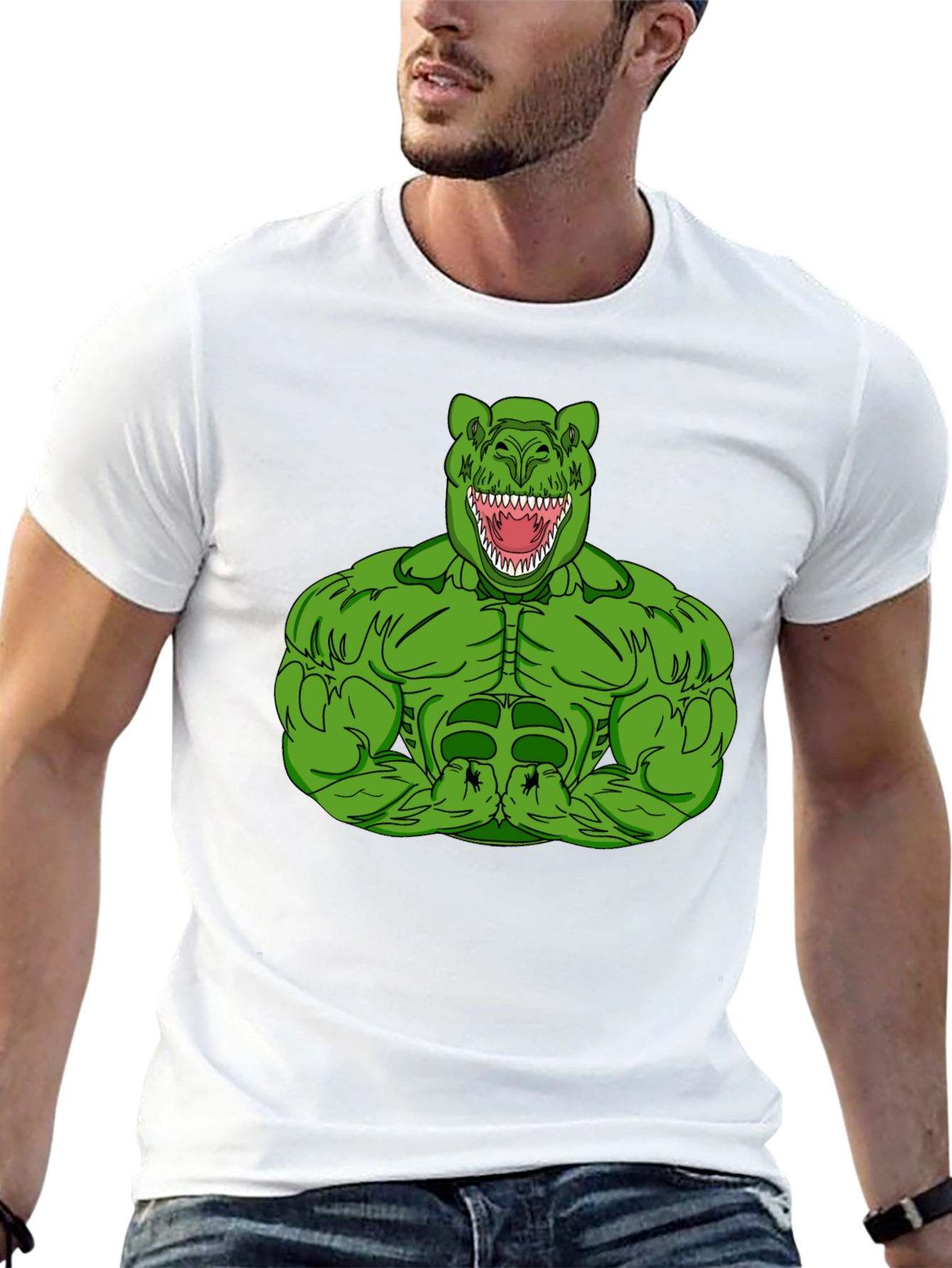 Dino Muscle T-Shirt - Black Graphic Tee