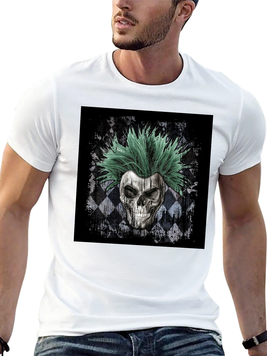 Skull Punk T-Shirt - Mens Black Graphic Tee