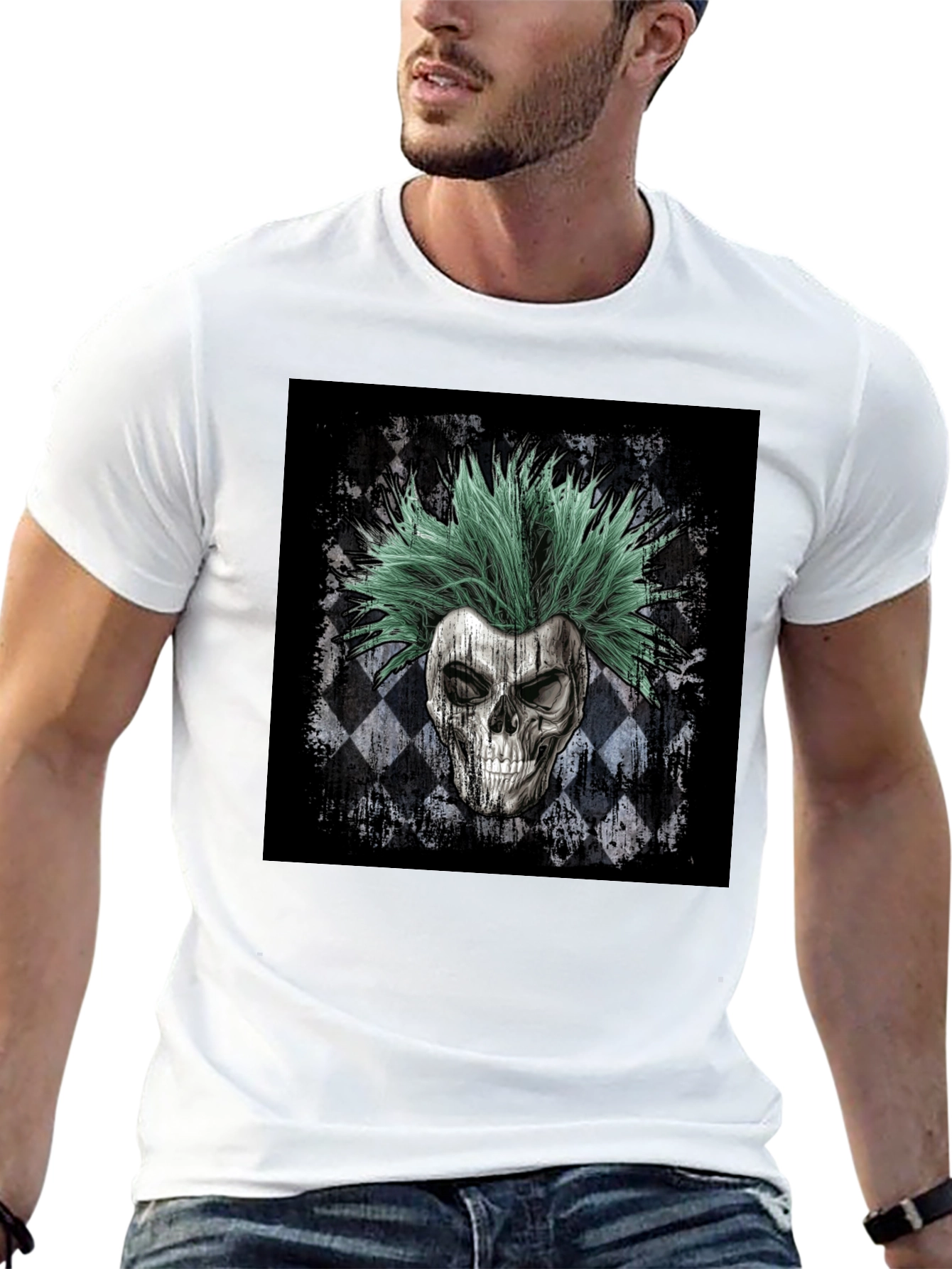 Skull Punk T-Shirt - Mens Black Graphic Tee