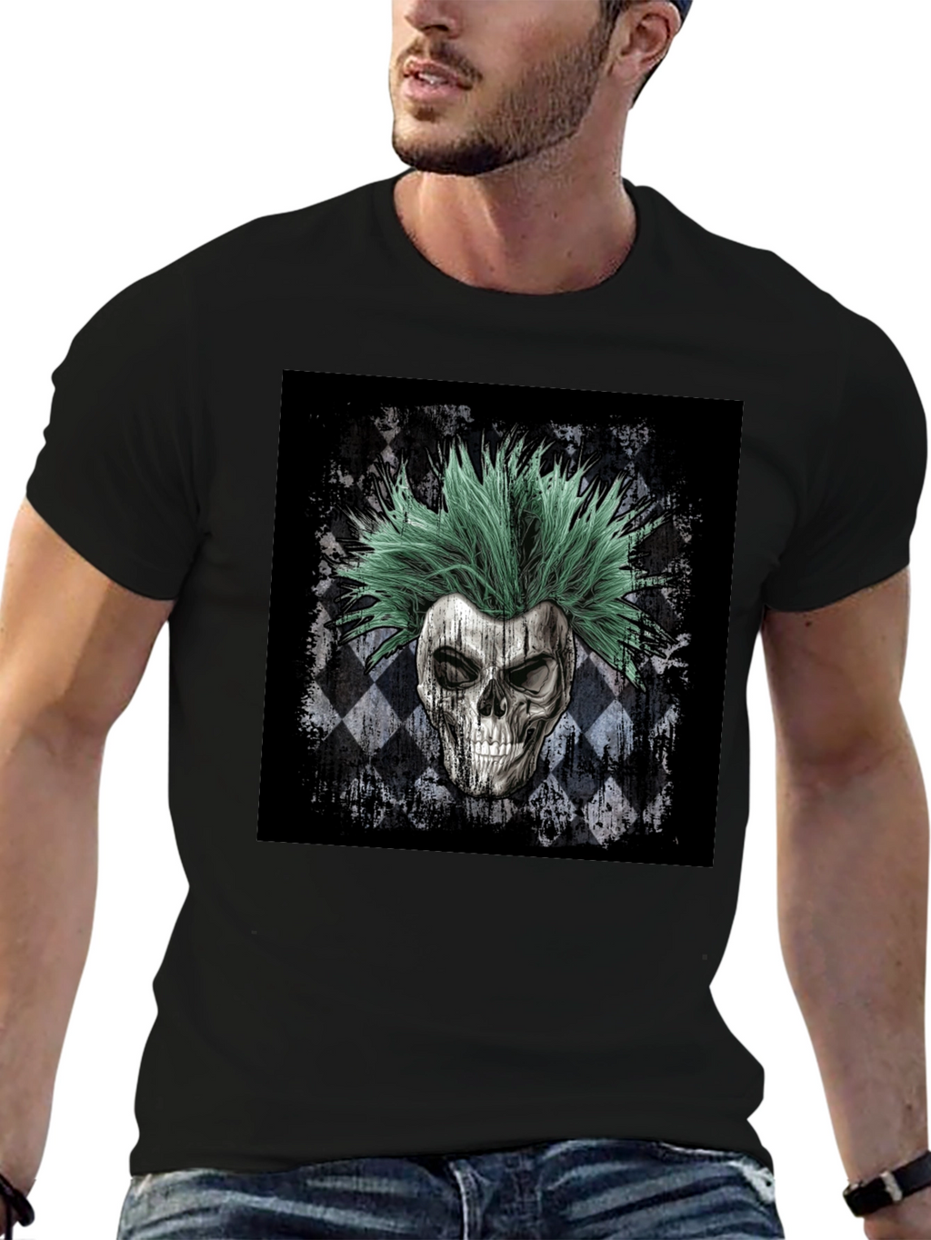 Skull Punk T-Shirt - Mens Black Graphic Tee