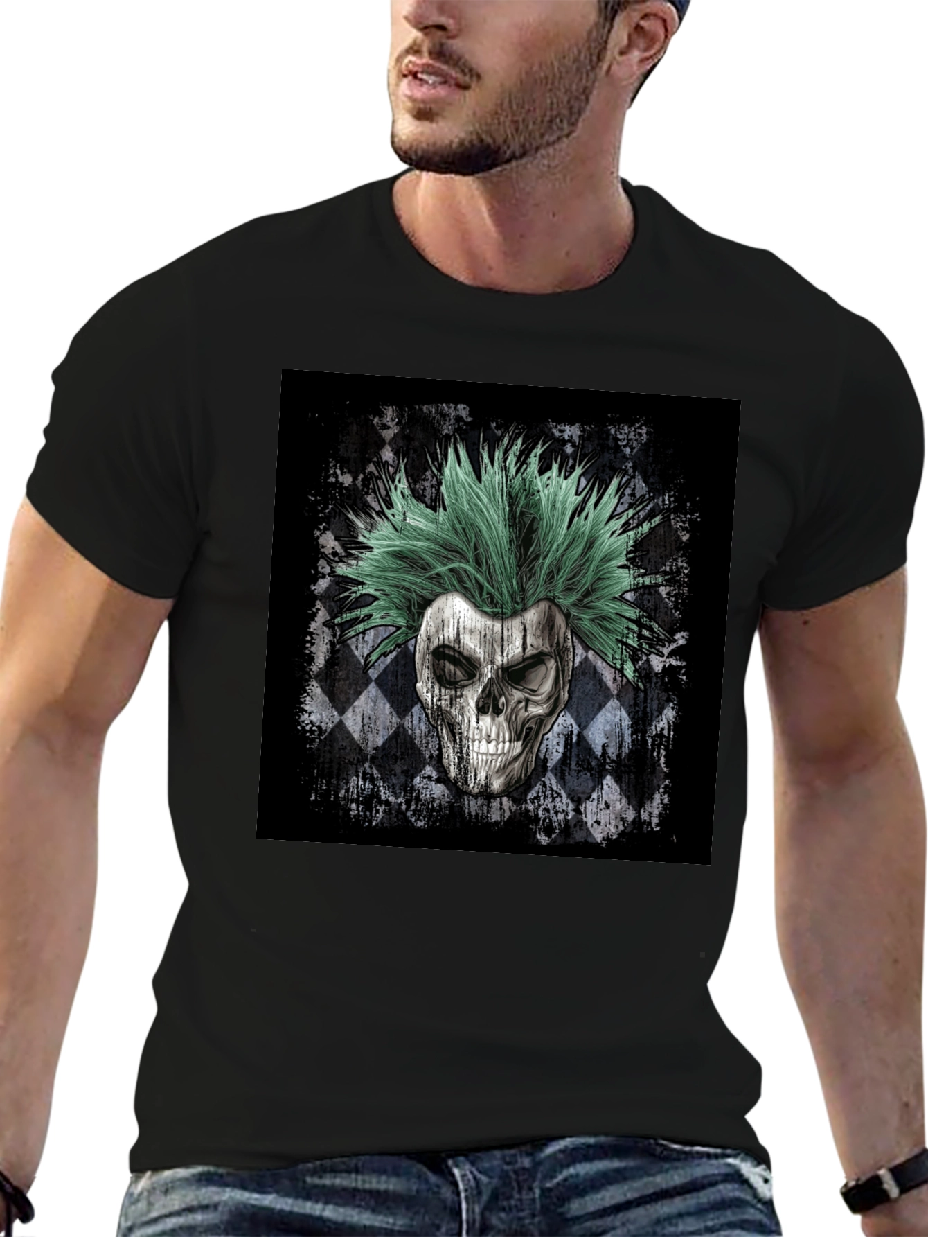 Skull Punk T-Shirt - Mens Black Graphic Tee