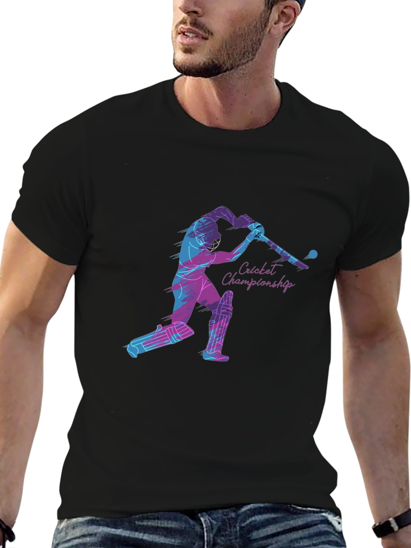 Cricket Championship Graphic Tee - Black