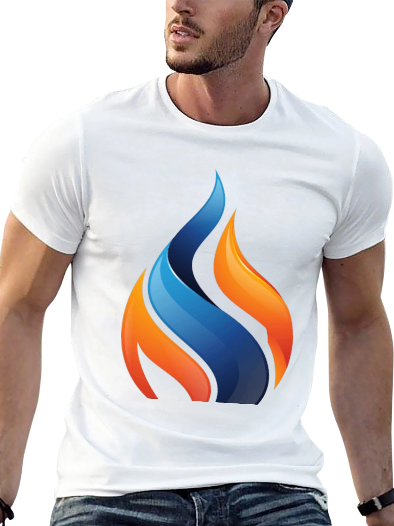 Modern Flame Graphic Black T-Shirt