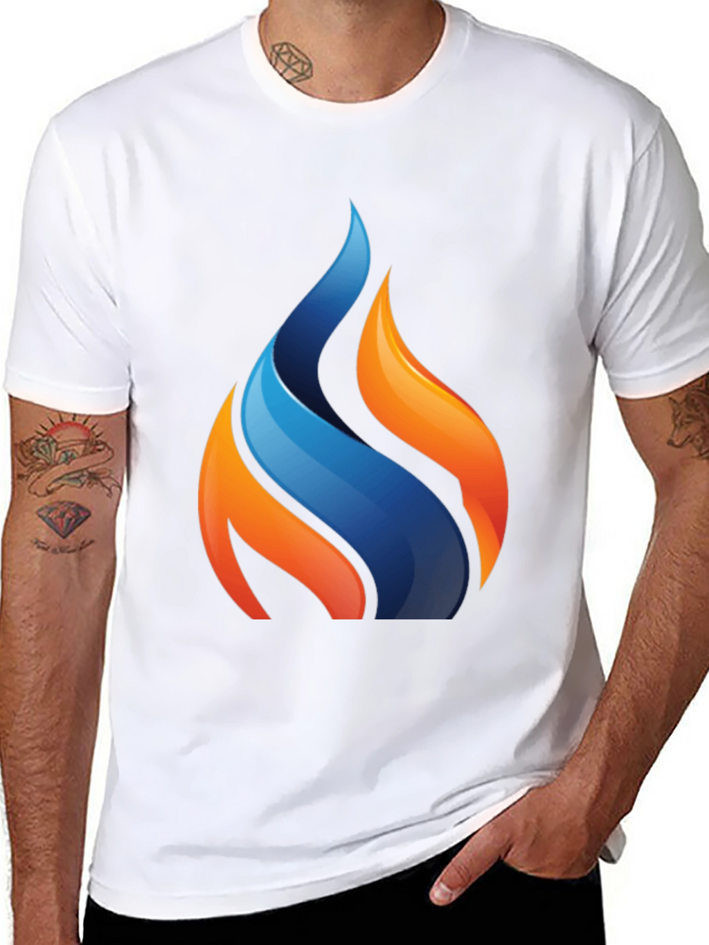 Modern Flame Graphic Black T-Shirt