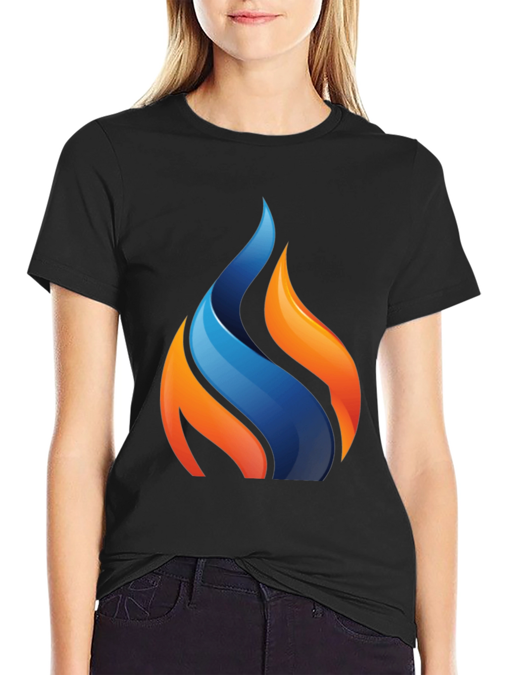 Modern Flame Graphic Black T-Shirt
