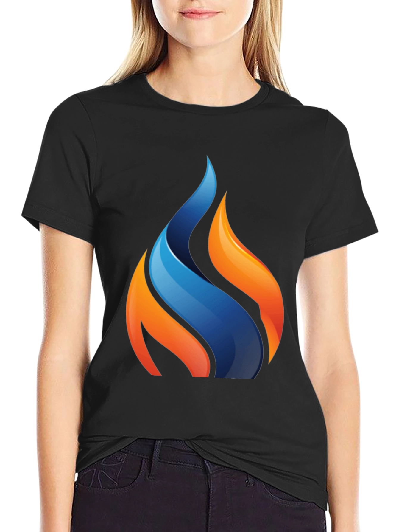 Modern Flame Graphic Black T-Shirt