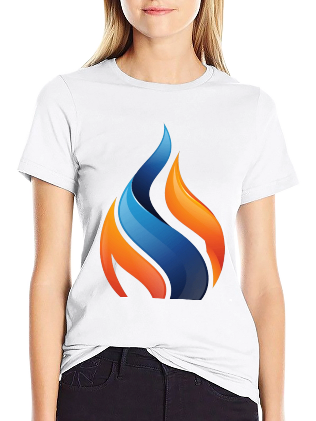 Modern Flame Graphic Black T-Shirt