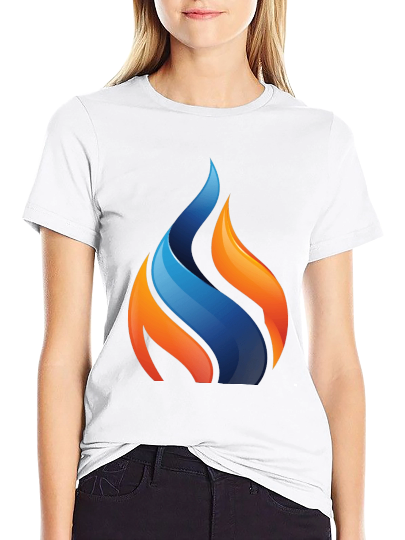 Modern Flame Graphic Black T-Shirt