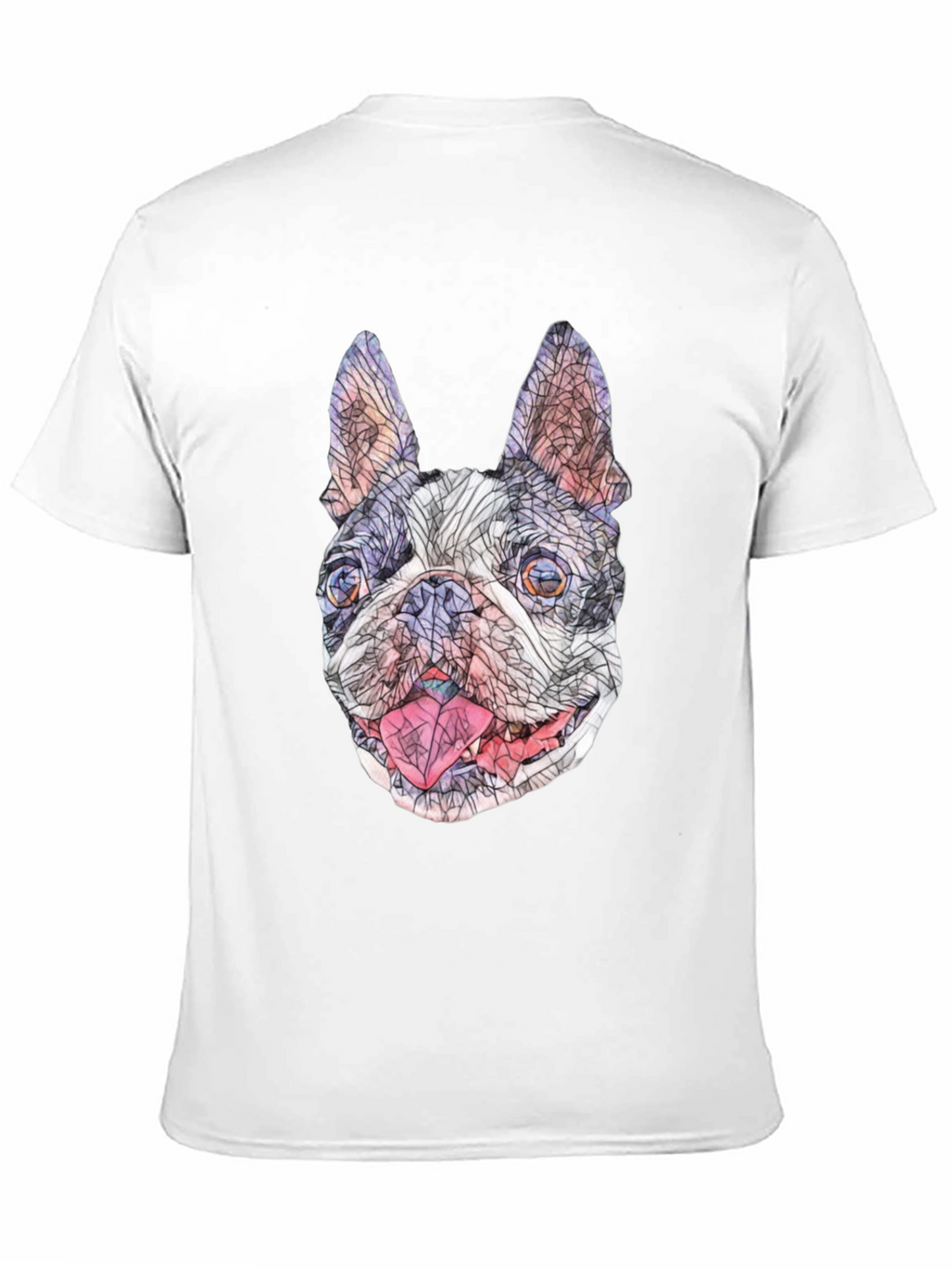 Geometric French Bulldog Graphic T-Shirt - Black