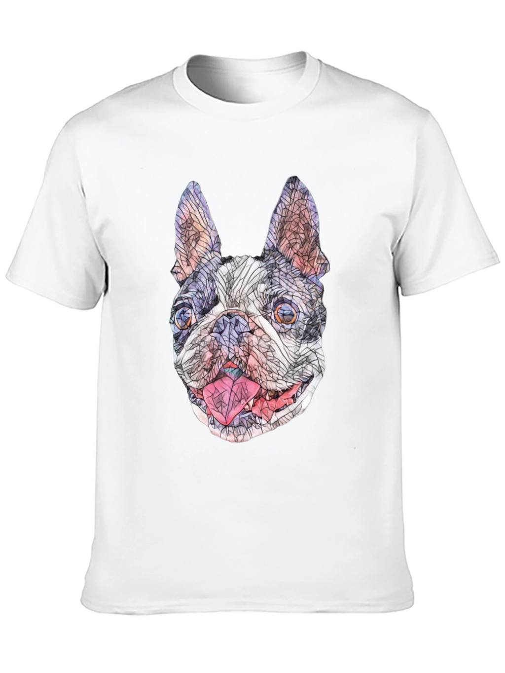Geometric French Bulldog Graphic T-Shirt - Black