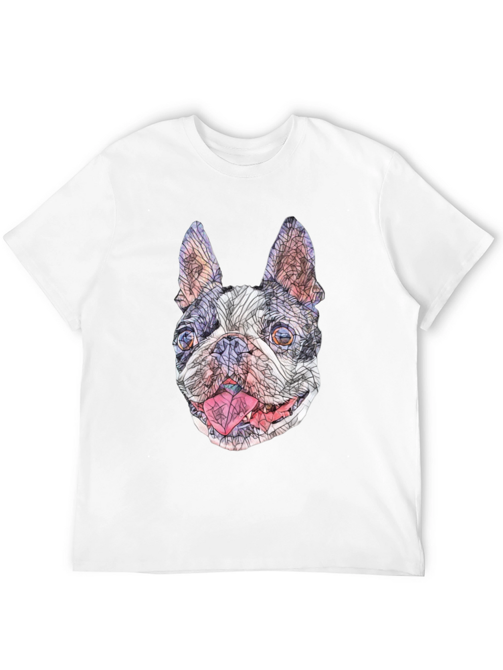 Geometric French Bulldog Graphic T-Shirt - Black