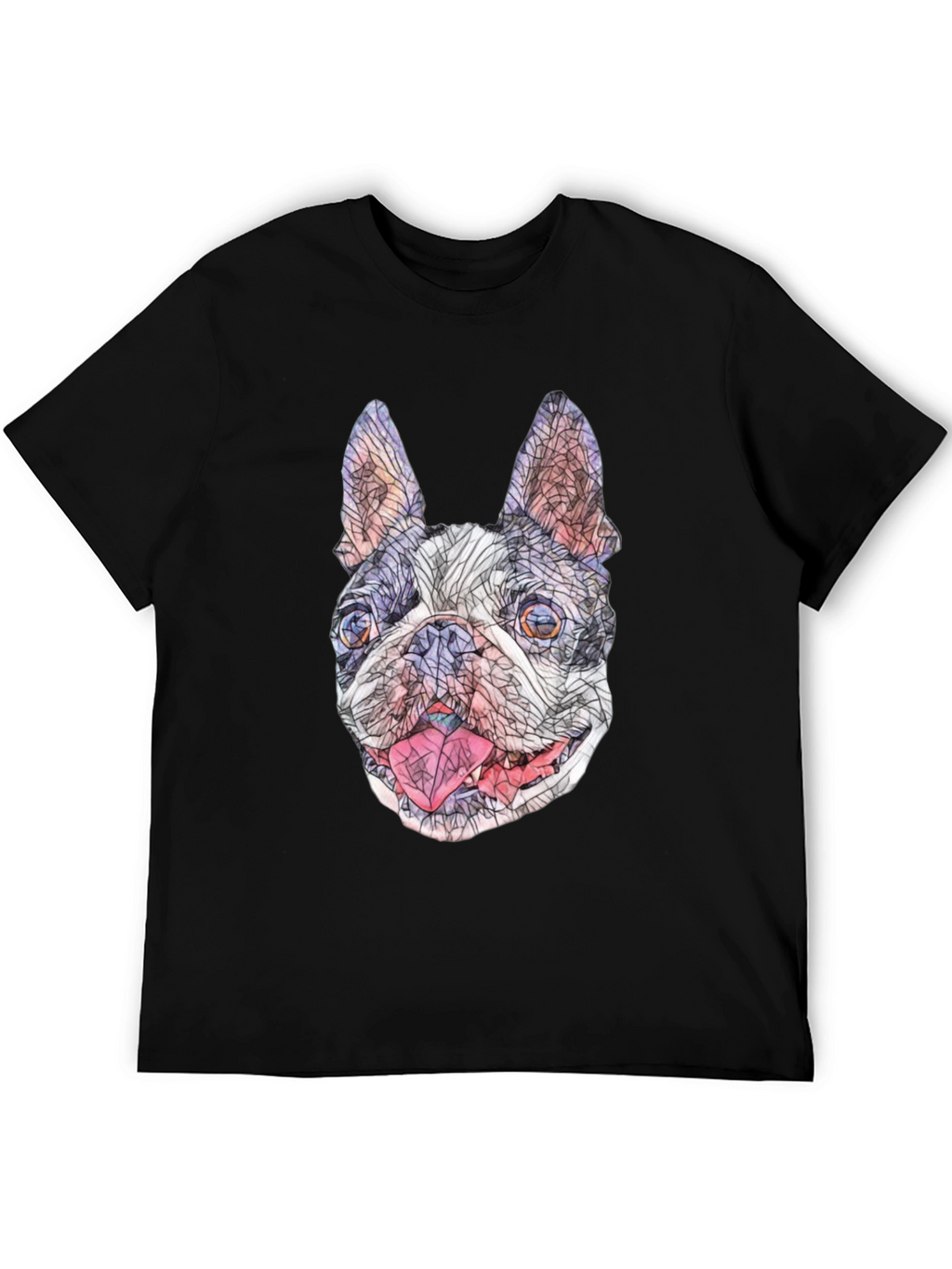 Geometric French Bulldog Graphic T-Shirt - Black