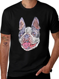 Geometric French Bulldog Graphic T-Shirt - Black