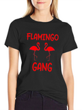 Flamingo Gang Graphic Tee - Black Cotton Shirt