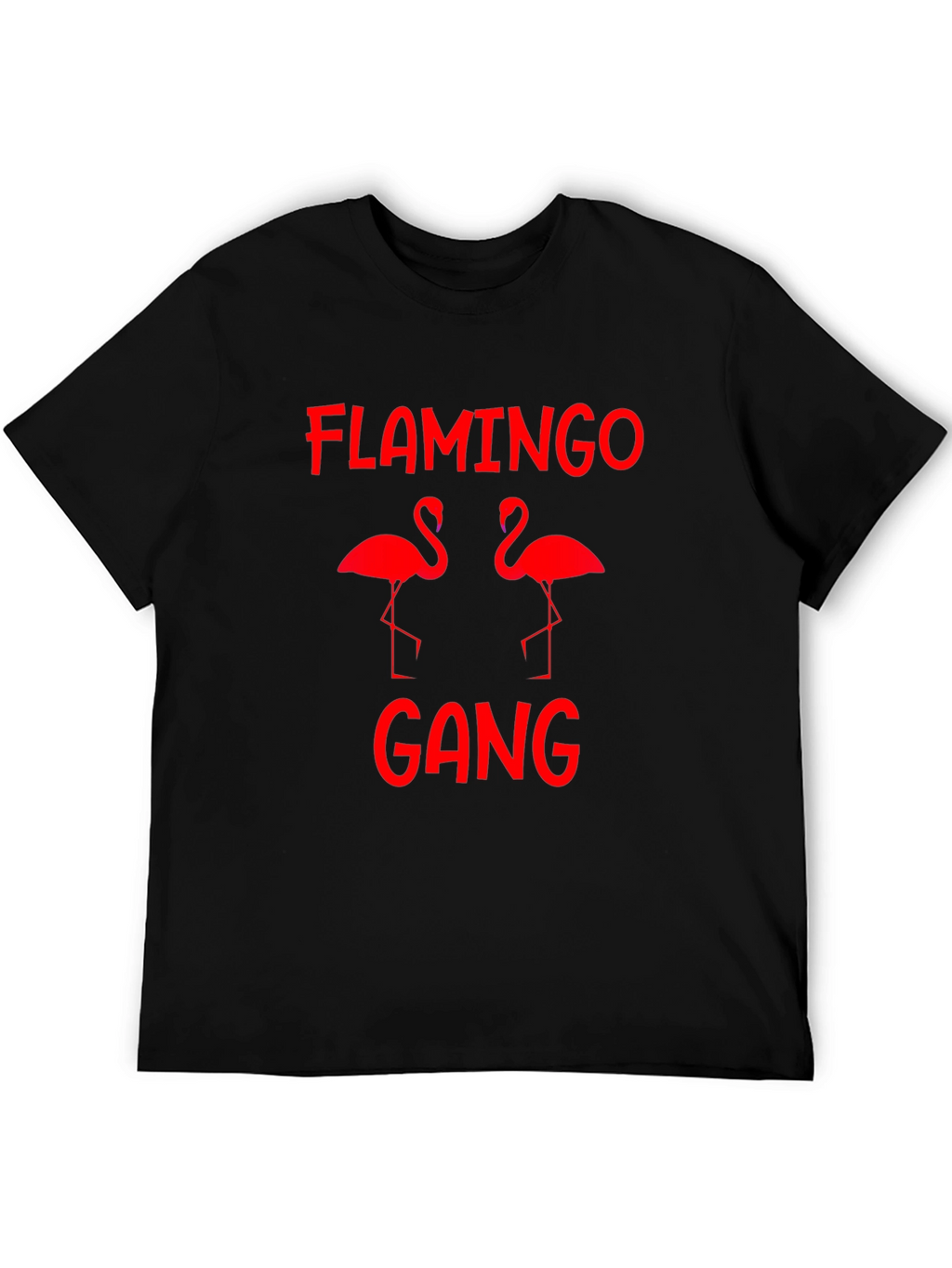 Flamingo Gang Graphic Tee - Black Cotton Shirt