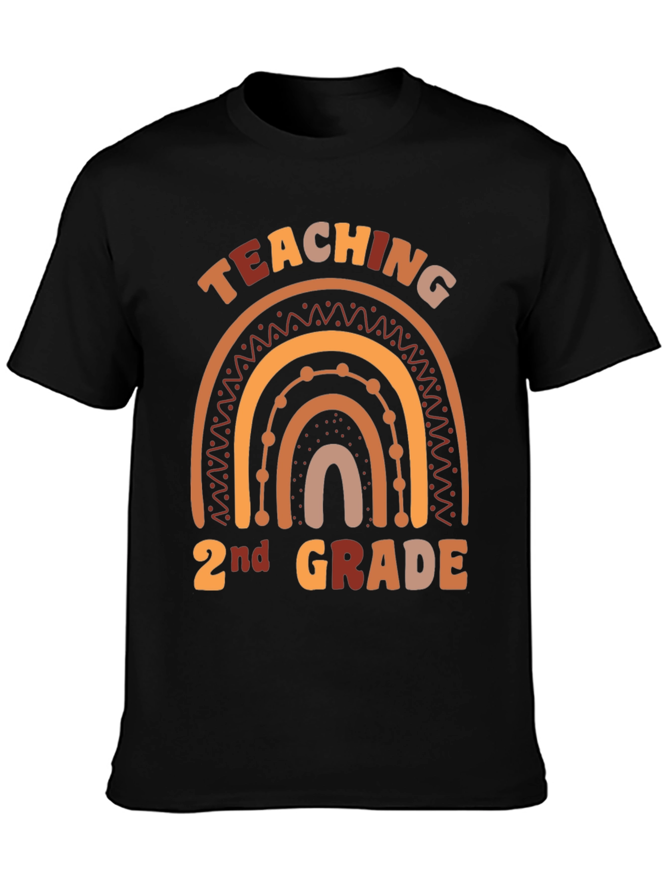 Teaching 2nd Grade Boho Rainbow Graphic Tee