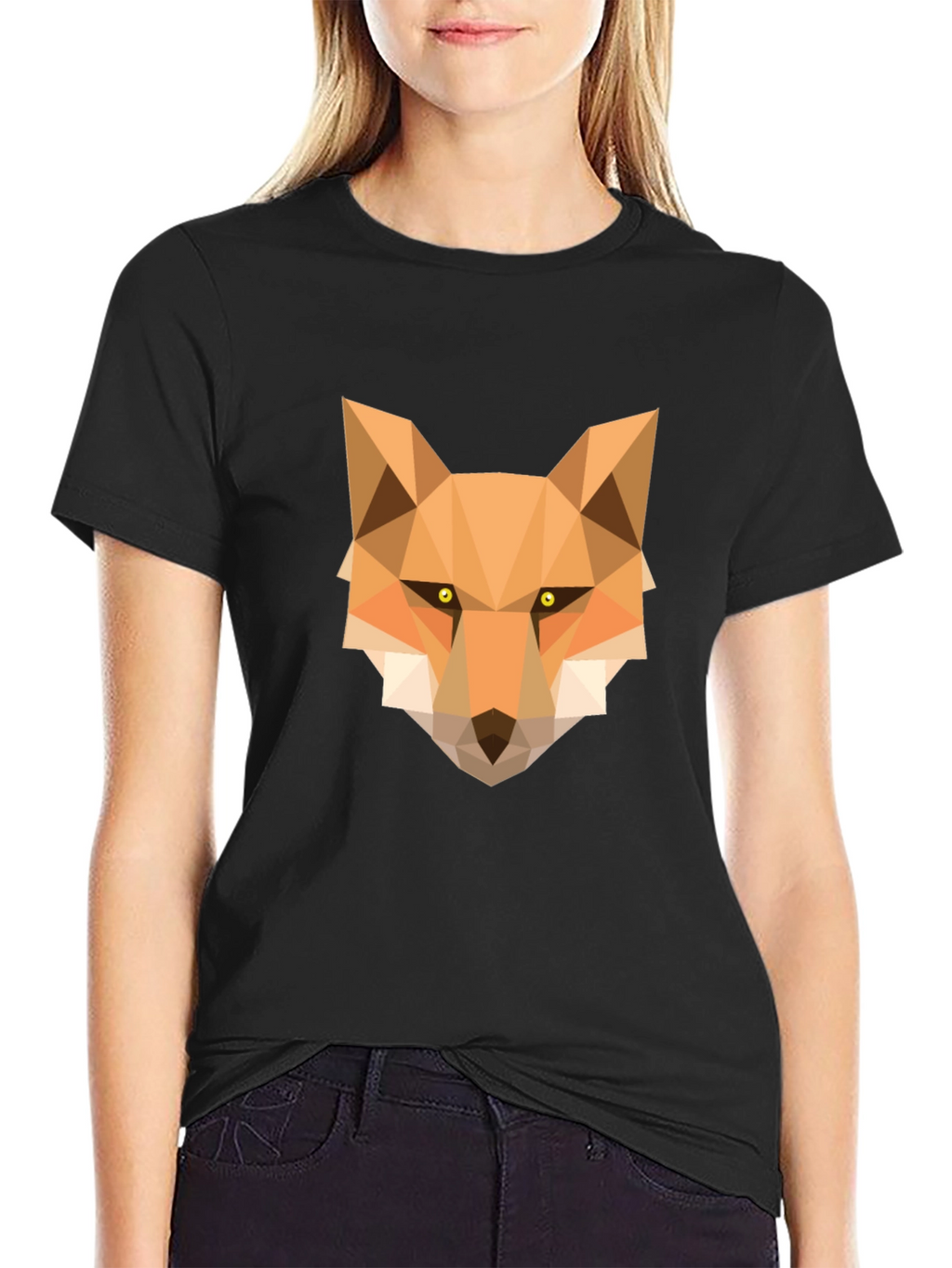 Geometric Fox Graphic Tee - Stylish Black T-Shirt