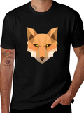 Geometric Fox Graphic Tee - Stylish Black T-Shirt