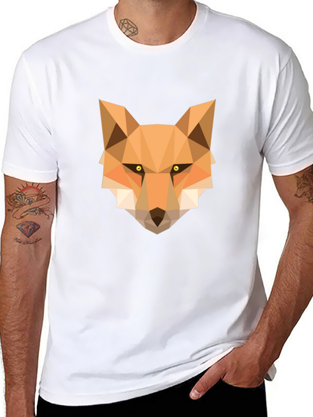 Geometric Fox Graphic Tee - Stylish Black T-Shirt