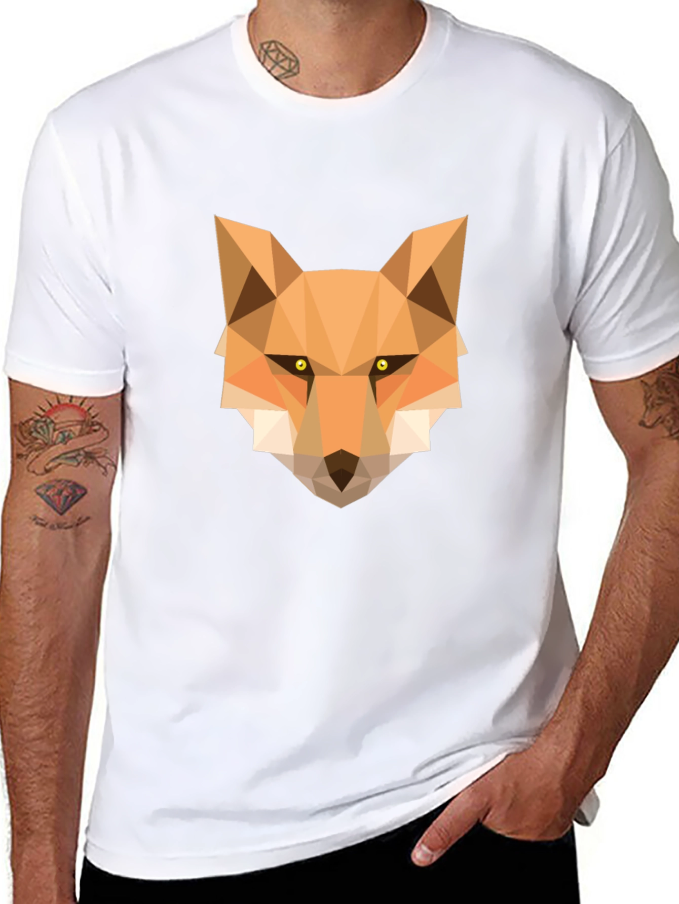 Geometric Fox Graphic Tee - Stylish Black T-Shirt
