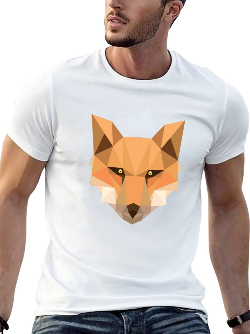 Geometric Fox Graphic Tee - Stylish Black T-Shirt
